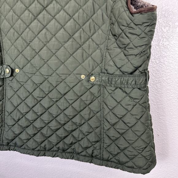 Weatherproof Vest Women XXL Olive Green Quilted Faux Fur Lined Full-Zip Classic - Picture 7 of 11